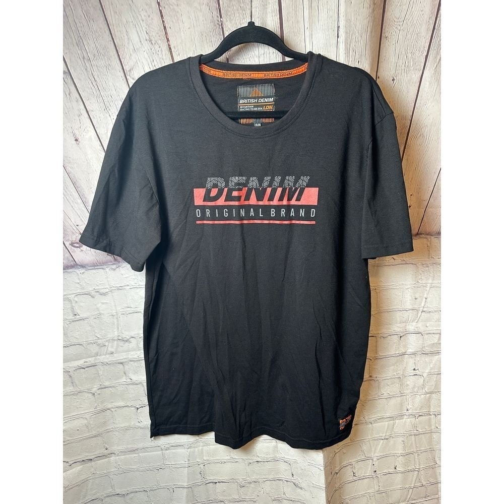 British Denim Mens 2XL Black Mountain Racing Team 054 LDN Graphic T-Shirt